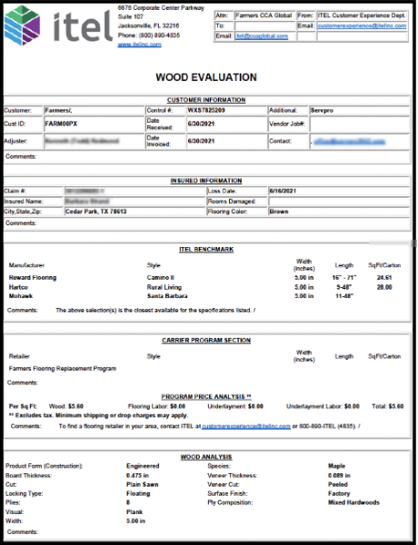 how much does an itel report cost